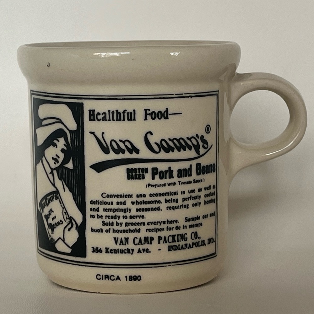 Vintage McCoy Pottery 1412 Coffee Cup advertising VAN CAMP'S Boston Pork & Beans